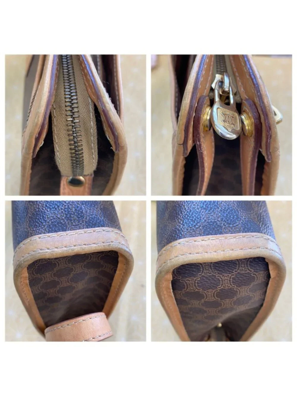 Celine Macadam Pattern Clutch Brown